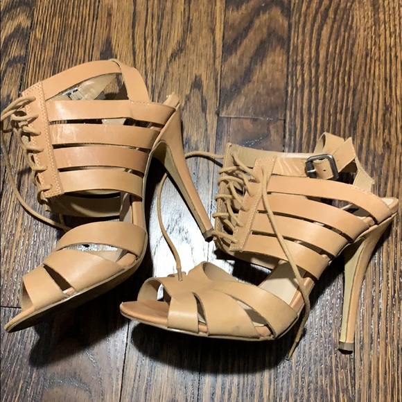 Tan laced up sandal heels - Picture 6 of 10